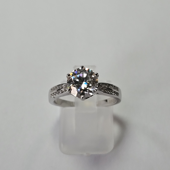 Certified GRA Moissanite Ring 18k over Sterling Silver Sz 7. NEW - Picture 10 of 13